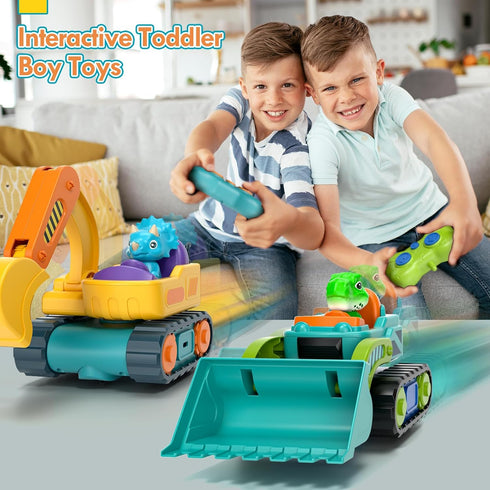 2 Pack 1-3, Bulldozer 2 3 Lehoo Castle Construction Toys, Remote Control Car for Toddlers Rechargeable Excavator Toy