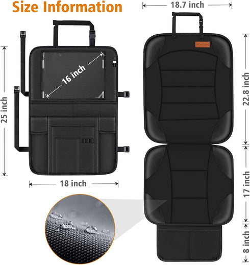 2-in-1 Siivton Car Seat Protector & Kick Mat with iPad Holder - Kids Backseat Organizer with Touchscreen Pocket