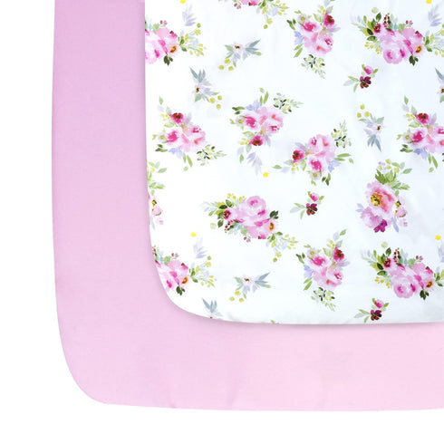 Pack and Play Sheets Girl, 2 Pack Mini Crib Sheets, Stretchy Playard