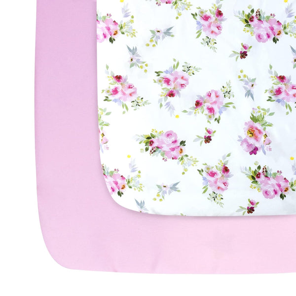 Pack and Play Sheets Girl, 2 Pack Mini Crib Sheets, Stretchy Playard