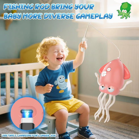 AOTIBO 1 2 3 4 5 Tummy 12-18 1st Baby Dancing Octopus Toy for Year Old Boy Girl, Baby Time Electric Crawling Octopus