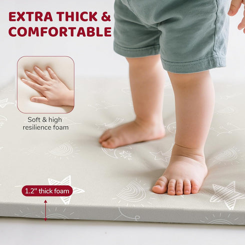 47x47 Tummy 1.2" Baby Play Mat - Leather Waterproof Time mats for floor - Extra Thick Foam Cushioned & Super Soft