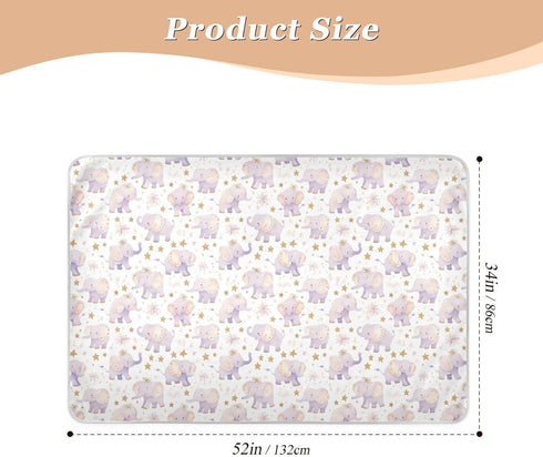 siphylline 52" 34" Minimalist Cartoon Elephants Extra Large Resuable Bed Underpads Waterproof Washable Baby Diaper