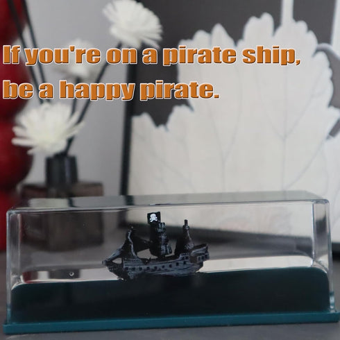 Unsinkable Boat in a Box, Cruise Ship Fluid Drift Model Decoration, Home Decor Gift (BLACK)