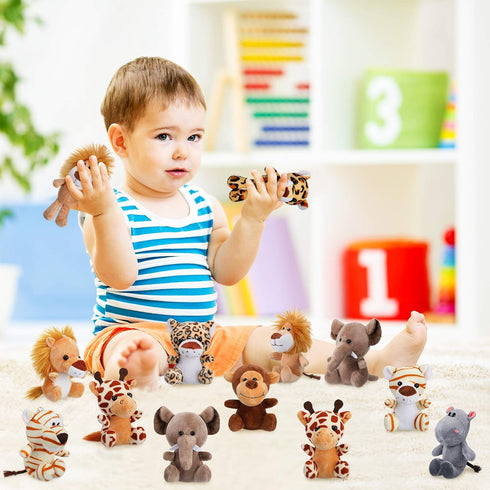 Sumind 12 Pieces Mini Stuffed Forest Animals Plush Toys, Cute Elephant, Lion, Giraffe, Tiger for Animal Themed Parties