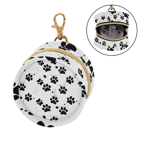 Dog Paw Round Pacifier Storage Case with Zipper, Portable Pacifier Case for Travel, Diaper Bag & Purse, Pacifier