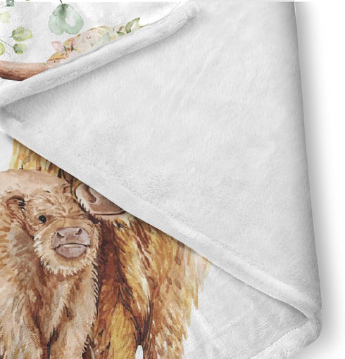 Set 3 Set Color25 Baby Crib Bedding - Highland Cow Design Nursery Bedding Pcs - Chic Soft Blanket, Sheet, Pillowcase