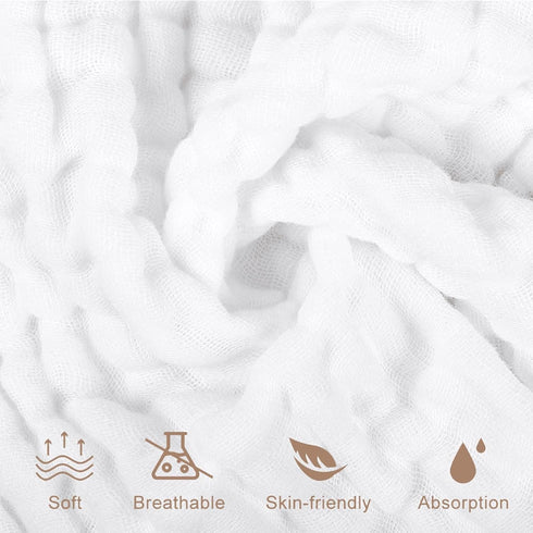 100% 6 Pack 12x12in Yoofoss Muslin Baby Washcloths Cotton Face Towels Wash Cloths for Baby Soft and Absorbent Baby