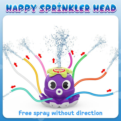 Outdoor Water Spray Sprinkler for Kids, Summer Toys with 8 Wiggle Tubes, Attaches to Garden Hose for Ages 3-8