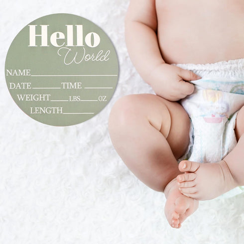 Jeffdad 7.08" Wooden Baby Name Announcement Sign, Birth Announcement Sign Hello World Newborn Photo Prop for Babies