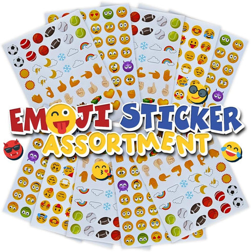 ArtCreativity Emoticon Sticker Set for Kids, 3000+ Stickers, 12 Packs with 72 Sheets, Classroom Rewards
