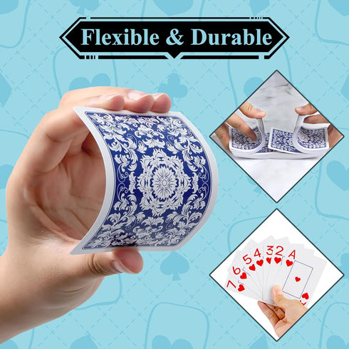 Metsyth 2 Pack Set Plastic Playing Cards Waterproof Cards Poker Card Playing Card Large Print for Adults Seniors, Deck
