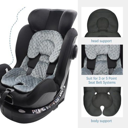 KAKIBLIN Infant Car Seat Insert,Baby Carseat Head & Body Support for Newborn,2-in-1 Reversible Baby Car Seat Cushion,Soft Stroller Cushion Insert for Baby Car Seats,Bouncer,Strollers,Swing