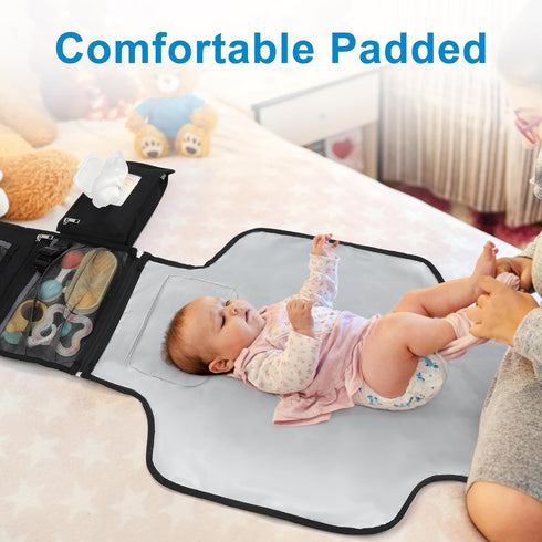 Accmor Waterproof Travel Baby Changing Mat - Portable Diaper Changing Pad in Black