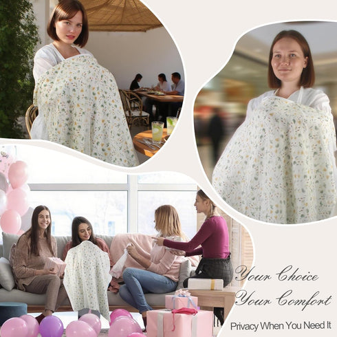 Muslin Nursing Cover for Breastfeeding,Breathable Breastfeeding Cover, Privacy Breastfeeding Cover Nursing Apron
