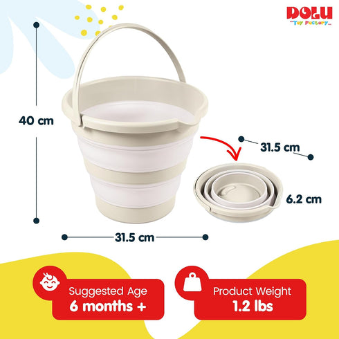 DOLU NUVE 6 DOLU Foldable Baby Bath Bucket, Compact Toddler Wash Tub, Portable and Space Saving Design Ideal for Ages