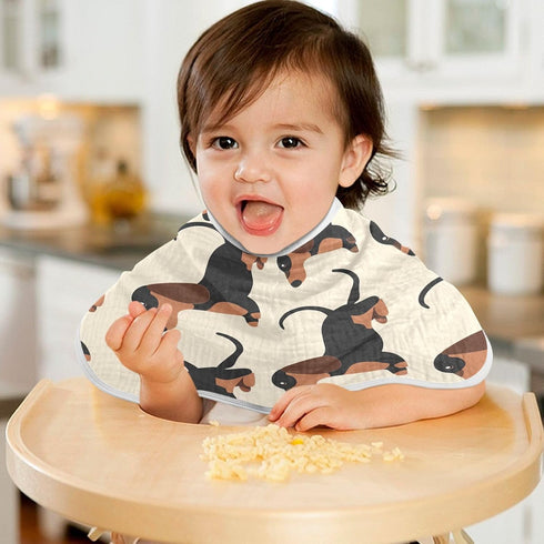 YETTASBIN Dachshund Dog Muslin Baby Burp Cloth, Super Soft Absorbent Cotton Burp Rag Baby Bibs Feeding Cloth
