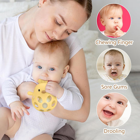 3-6 0-12 MCGMITT Baby Teething Toys for Months, Easy Grasp Silicone Infant Rattle Teether Toy for Months, BPA-Free Food