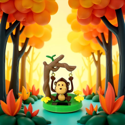 Tustao Cute Solar Powered Dancing Monkey Toys - Kawaii Solar Monkey Swinging Animated Bobble Dancer Solar Powered Car