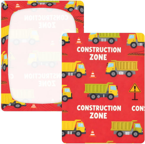 CZXW 52" 28" Construction Zone Vehicles Crib Sheets Fitted x Natural Cotton Soft & Breathable for Baby Crib Mattress