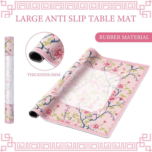 Sonwyoung 1 31.5 31.5 Chinoiserie Mahjong Mat with Carrying Bag x Pink and White Rubber Anti Slip and Noise Reduction