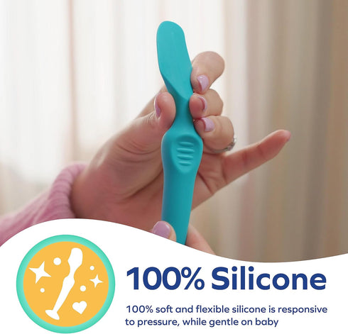 Nuby Diaper Cream Soft Silicone Brush with Suction Base & Travel Case, Mini Size (Aqua)