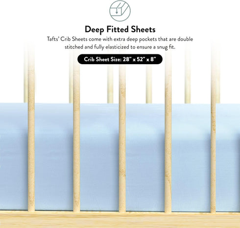 Tafts Crib Sheets, 100% Viscose Bamboo Fitted, 8 Inch Deep Pocket, Standard Crib & Toddler Mattress, Cooling, Soft, 360
