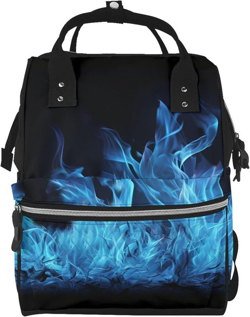 QSMJKLD Blue Flame Diaper Bag with Changing Pad, Pacifier Holder - Multifunction Travel