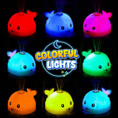 1-3, 1 6-12 Gigilli Baby Bath Toys, Magnetic Rechargeable Light Up Whale Bath Toys for Kids Ages Toddler Bathtub Pool