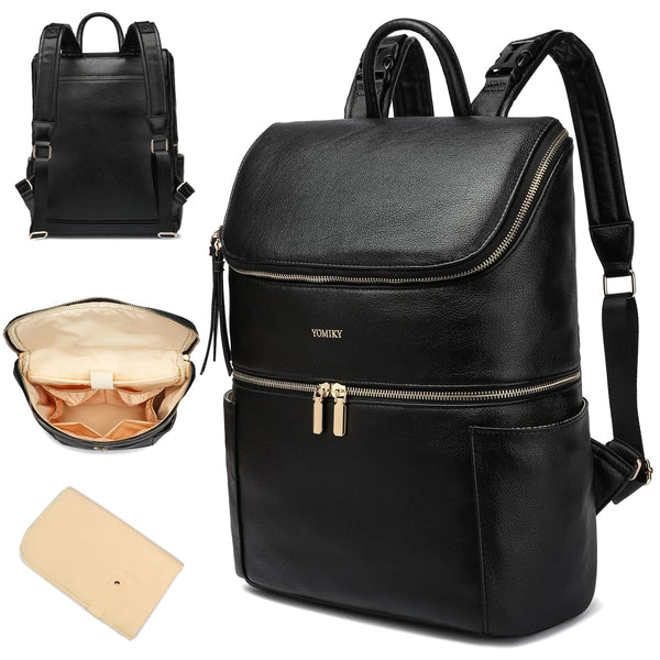 Leather Diaper Bag Backpack for Boy Girl Twins, Toddler Diaper Bag with