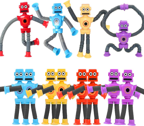 WUCLUD 12PCS Telescopic Suction Cup Robot Toy,pop Tubes,Toys for Kids,Toddler Travel Toys,Toddler Sensory