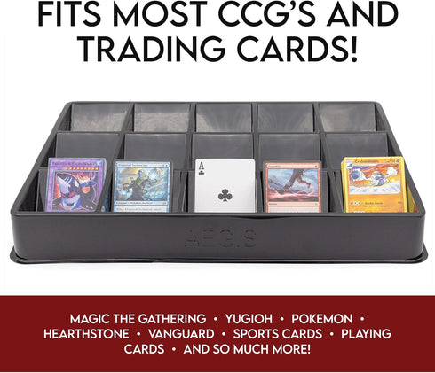 Toy Vault Trading Card Sorting Trays, 3-Pack 15-Slot Black Card Tray Organizer for CCG Games
