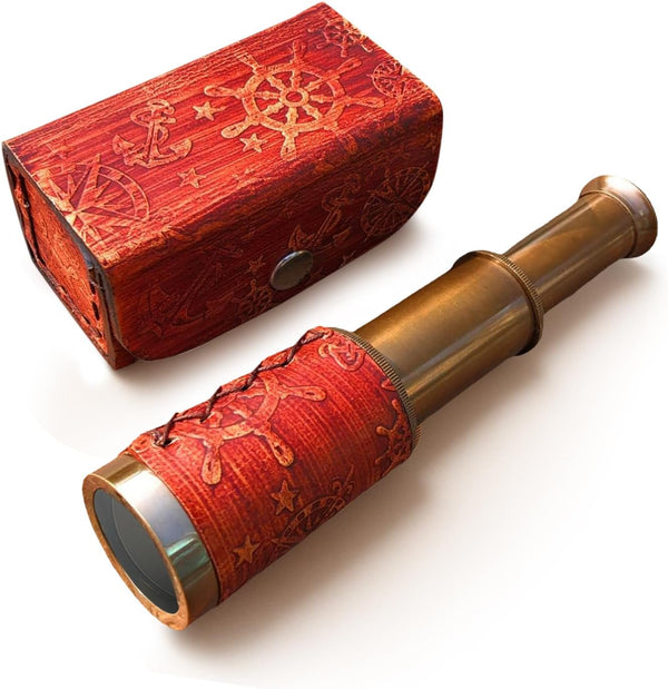 NauticalMart Brass Pirate Telescope 6 Inch Nautical Spyglass Collapsible Monocular for Adventure Enthusiasts