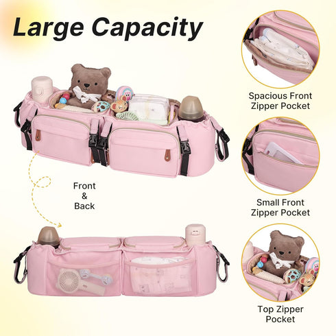 GT2, 2 Boomistry Double Stroller Organizer for Bob Duallie and Baby Jogger City Mini Double Stroller Caddy Organizers