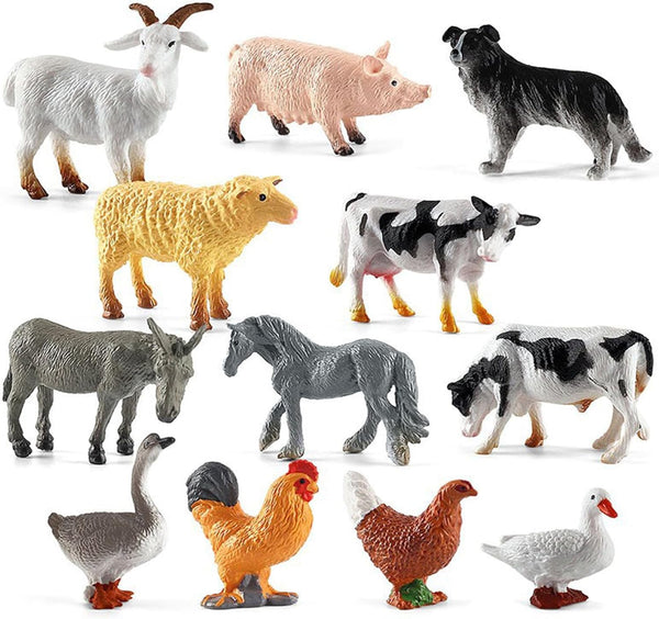 smilixin 12 PCS Animals Figures,Mini Farm Animal Figurines,Plastic Farm Animal Figures Set,Animals Learning