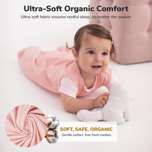 1.0 2-Pack, 0-6 Baby Sleep Sack TOG, Organic Cotton Baby Wearable Blanket with Two-Way Zipper, Swaddle Transition Baby