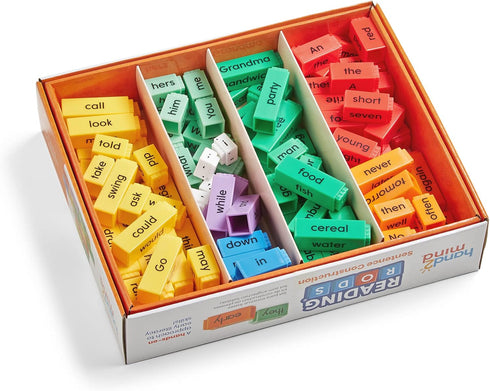 hand2mind Reading Rods, Sentence Construction for Kids, Parts of Speech Linking Cubes, Reading Tools