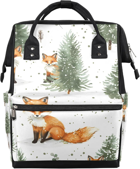 Hsnar Fox Tree Waterproof Diaper Bag Backpack Large Capacity Baby Bag with Stroller