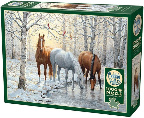 Cobble Hill 1000 Piece Puzzle - Winter Trio - Sample Poster Included