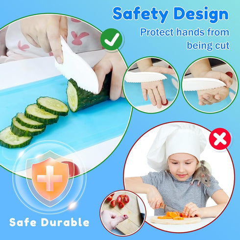 OLRMA 20PCS Set Sets 3 4 5 6 7 8 9 10 Kids Knife for Real Cooking, Child-Friendly Plastic Toddler Kitchen Tools