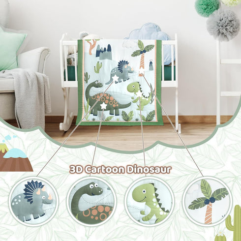 Set 3-Piece Set, Set, Set, Wowelife Dinosaur Crib Bedding for Boys, Premium Baby Crib Bedding Nursery Crib Newborn