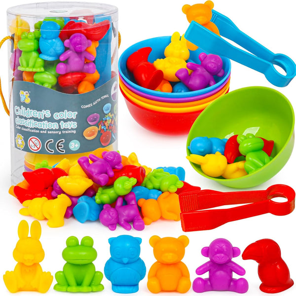 Color Sorting Toys for Toddlers 1-3, Montessori Educational Counting Animals Matching Games for Ages 2-4, 3-5 Boys Girls