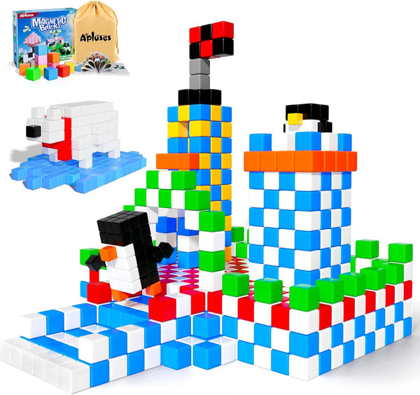 Apluses Magnetic Blocks, Magnet Building Toys for Toddlers, Preschool Sensory Autism STEM