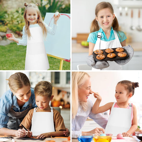 10 Pack Kids Apron, Adjustable Children Chef Aprons with 2 Pockets for Cooking and Crafts