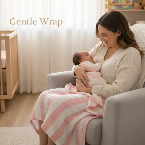 5 Set, 100% Muslin Baby Towel Pieces Organic Cotton, Soft & Absorbent for Newborns to Toddlers, Baby Registry or Shower