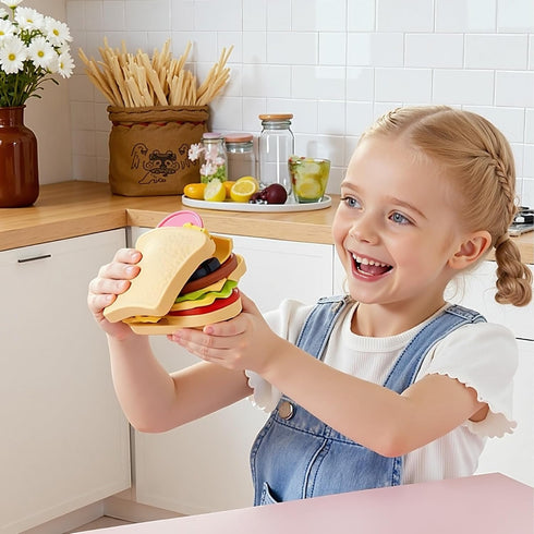 lalalark Set 3 4 5 6 35 Play Food for Year Old Kids, Pcs Kitchen Accessories, Interactive Panini Sandwich Making