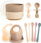 Baby Feeding Set, Silicone Bib, Bowl & Spoons for Self-Feeding First Stage