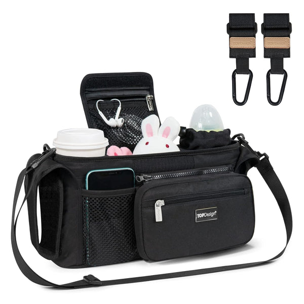 TOPDesign Universal Baby Stroller Organizer, Stroller Caddy with Heightened Insulated Cup Holders