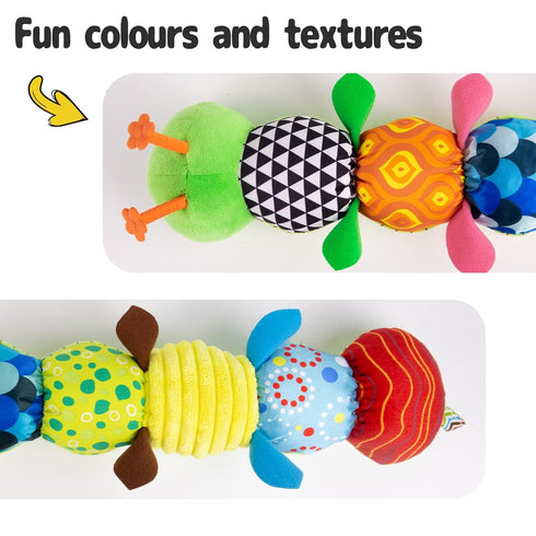 Sumobaby Infant Musical Stuffed Animal Activity Toy, Multi-Sensory Crinkle, Rattle for Tummy Time, Caterpillar