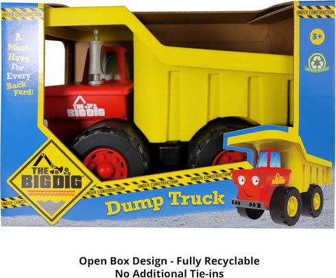 100% 11.25" 6.5" 7.25" 3+ The Big Dig Dump Truck | Made of Recycled Plastic | Long x Wide x Tall | Red and Yellow |